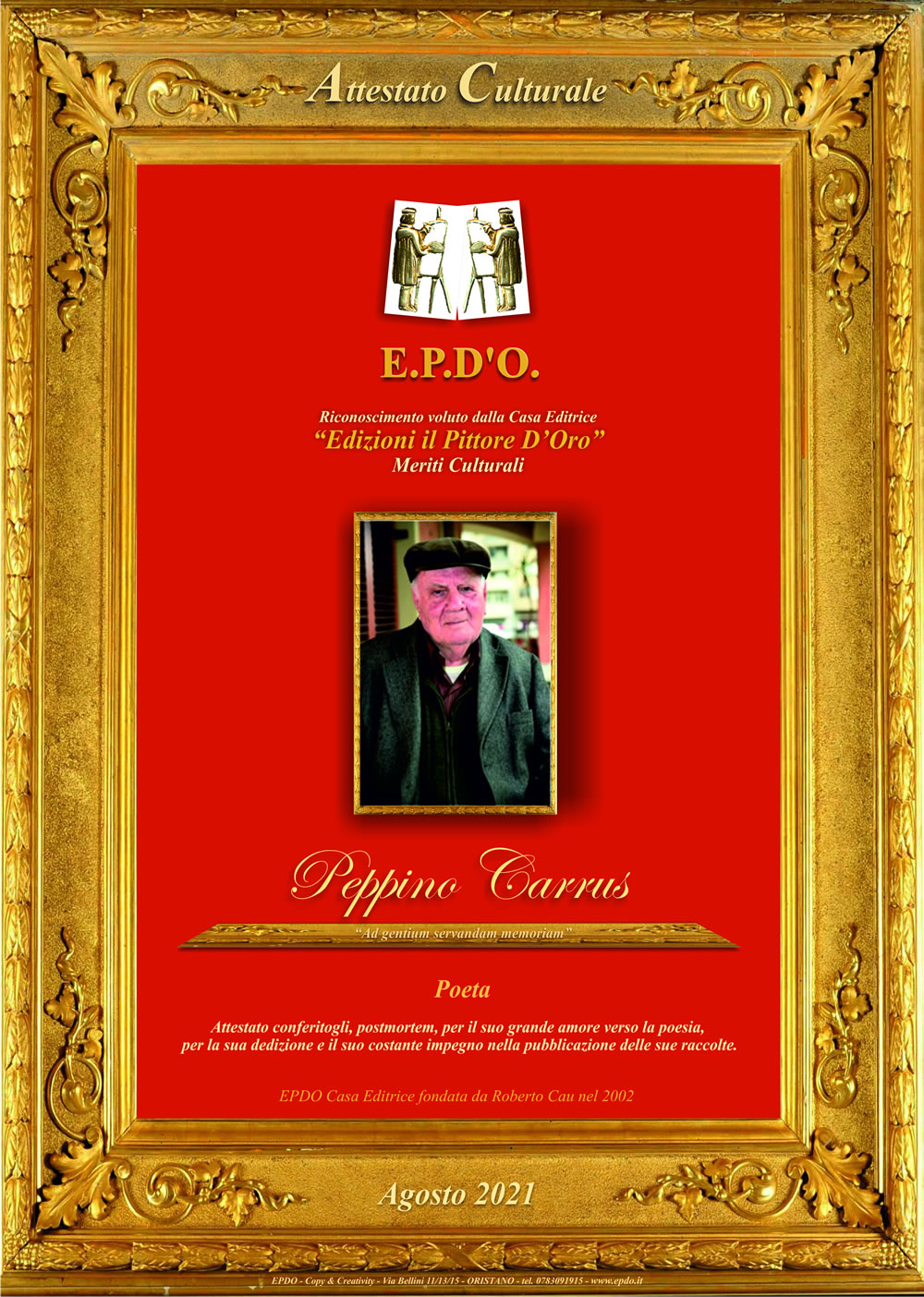 EPDO - Attestato Culturale Peppino Carrus